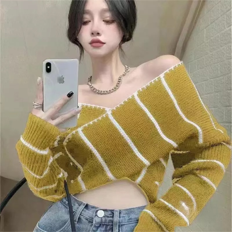 IELGY Áo Dệt Kim Trễ Vai Phong Cách Phương Tây Thời Trang Cho Nữ