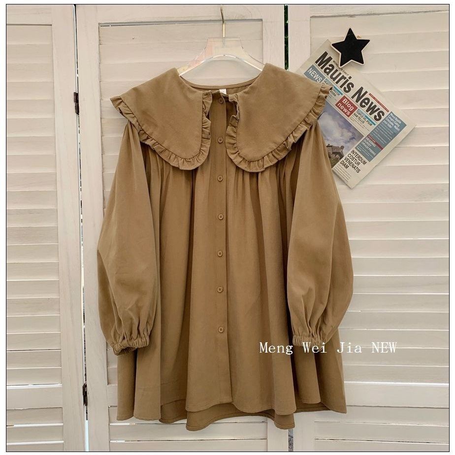 Đầm Sơ Mi Tay Phồng Cổ Búp Bê Màu Trơn Thời Trang Mùa Đông 2022