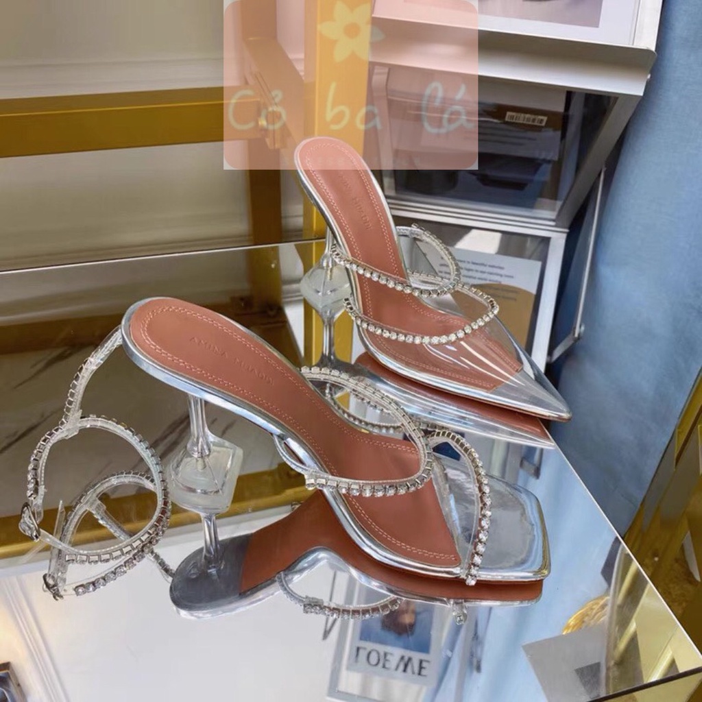 SANDAL CAO GÓT COBALA SHOES - GIÀY THỜI TRANG QUAI TRONG MẢNH ĐÍNH ĐÁ - GUỐC NỮ MŨI VUÔNG 9 PHÂN G22100100