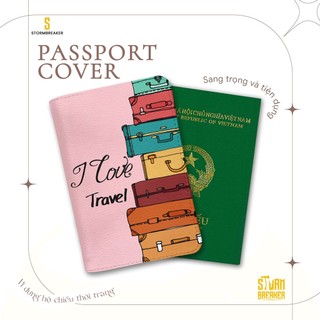 Bao Da Hộ Chiếu - Ví Đựng Passport Du Lịch ( in tên cá nhân ) Hoạ Tiết Hành Lý - LT085 STORMBREAKE