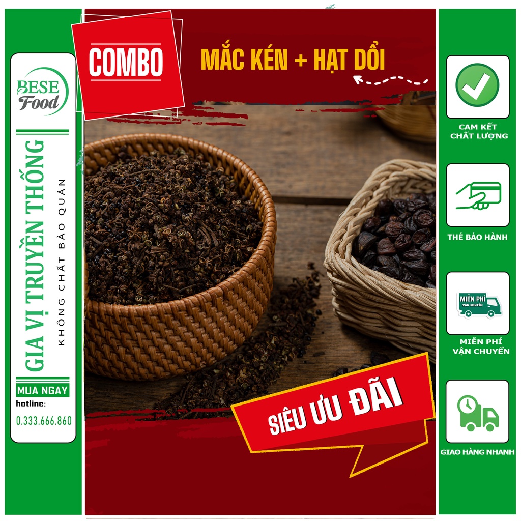 Combo Mắc Kén & Hạt Dổi Nếp (100gr mắc khén+ 30gr hạt dổi)