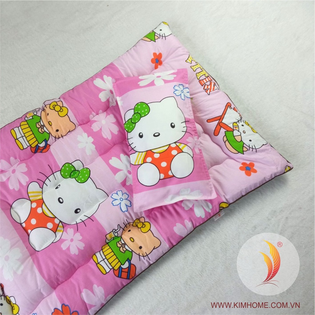 Bộ gối nệm COTTON IN HÌNH cho em bé đi mẫu giáo vải cara kim home