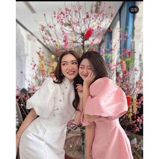 ĐẦM CỔ TÀU PHỐI NÚT TAY PHỒNG