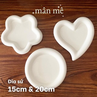 Đĩa Sứ Trắng Hình Tròn/ Trái Tim/ Bông Hoa bày bánh trái xinh u mê không lối thoát
