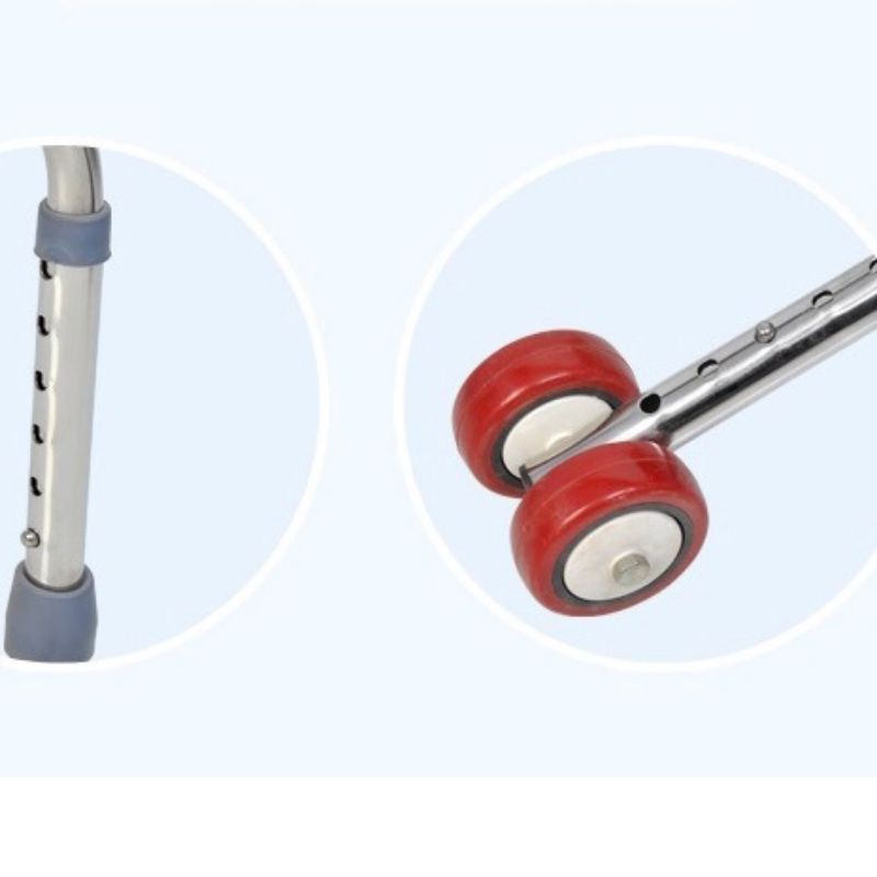 Khung tập đi inox có ghế ngồi, bánh xe kép an toàn, khung tập đi cho người già