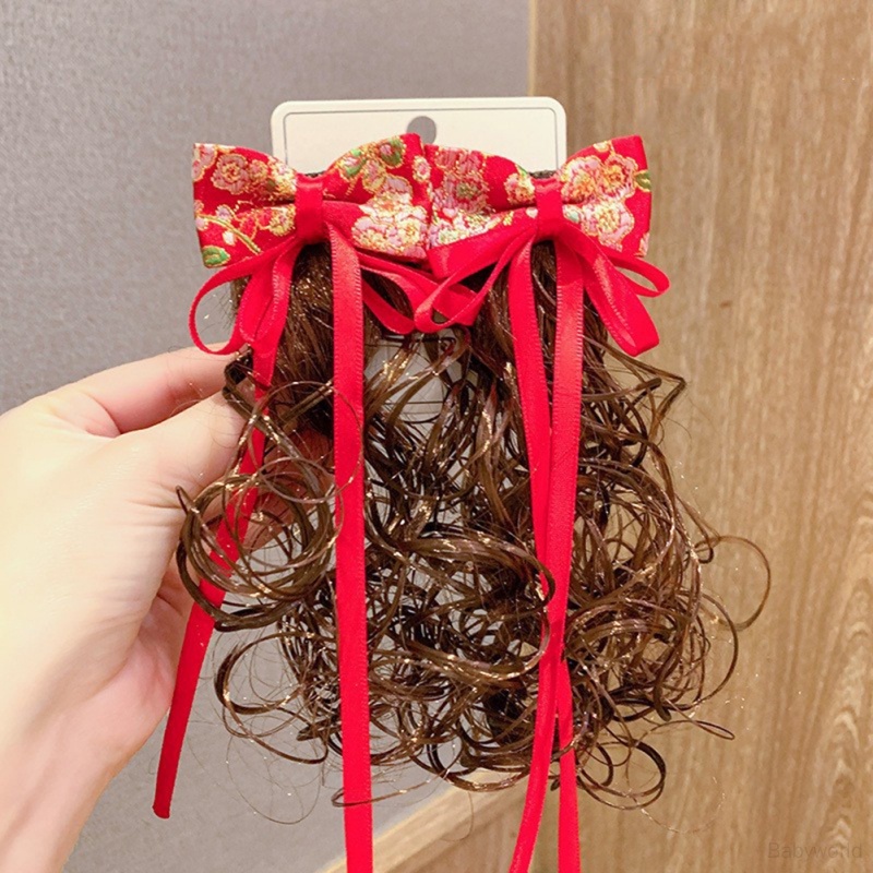 Kẹp Tóc Hình Nơ Màu Đỏ Phong Cách Trung Hoa Mừng Năm Mới Cho Bé Gái