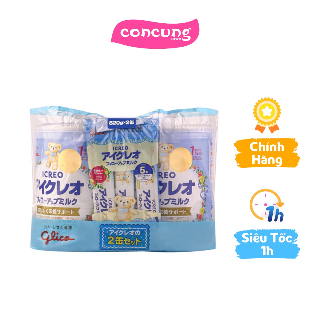 Combo 2 lon Glico Icreo số 1 820g