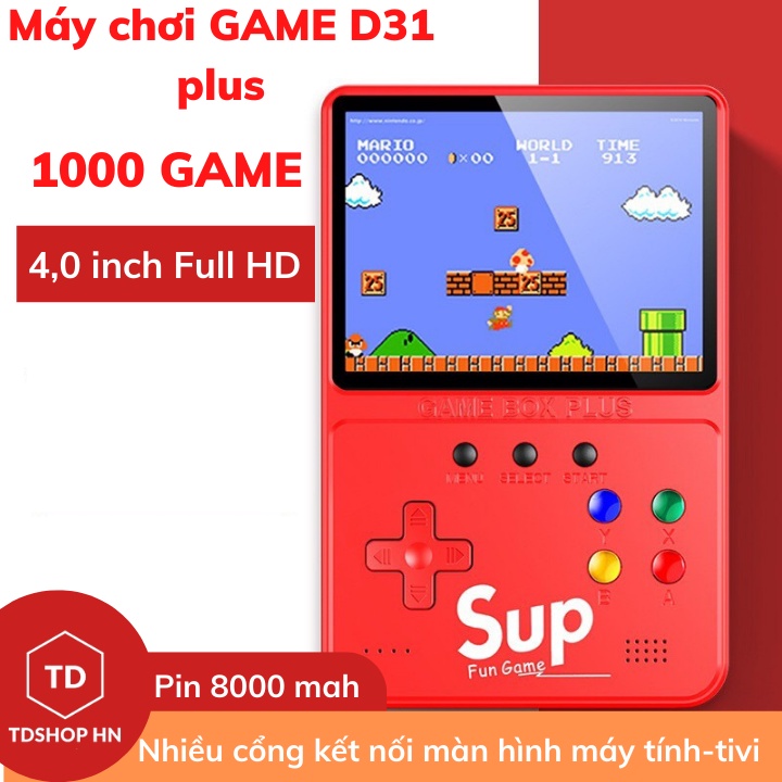 Máy chơi game cầm tay D31 plus 1000 game, nhập vai thông minh, màn hình lớn 4.0 Full HD sắc nét, Sạc pin nhanh, tdshophn