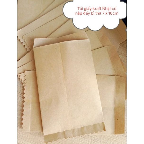 Combo 500 túi kraft Nhật đáy bì thư có nắp kt 7 x 10cm