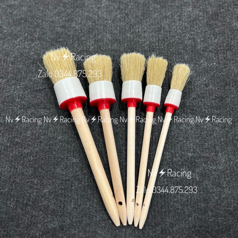 Bộ cọ lông heo cán gỗ vệ sinh nhiều dòng xe