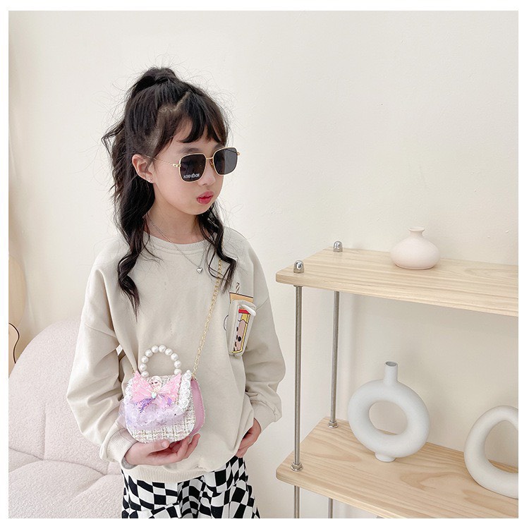 Túi Đeo Chéo Công Chúa Cho Bé Gái WOWKIDS Quai Ngọc Phong Cách Hàn Quốc