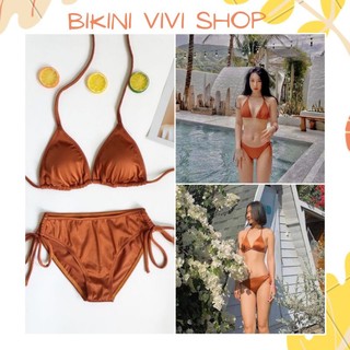 Đồ Bơi Đi Biển, Bikini 2 Mảnh Quần Chip Tam Giác Sexy Màu Cam Đất [Kèm Ảnh Thật]