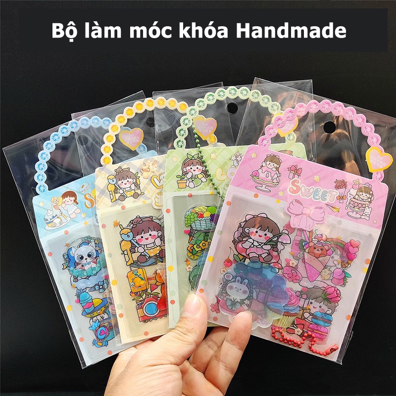 Set làm móc khóa handmade kèm 4 tấm sticker - shop Liam
