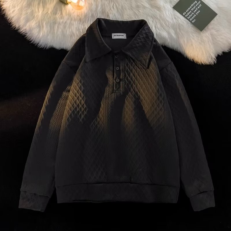 Áo Sweater Polo Tay Dài Dáng Rộng Thời Trang Thu Đông Hong Kong Cho Nam 2022