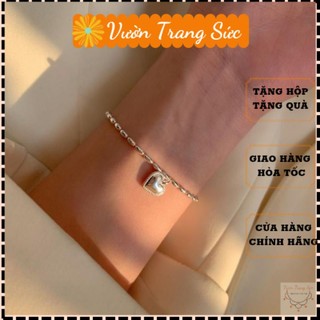 Vòng tay nữ bạc S925, lắc tay bạc ý nữ có thể làm lắc chân thiết kế hình trái tim độc đáo Vườn Trang Sức