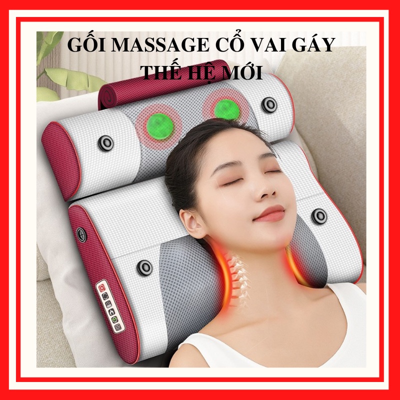 Gối massage cổ vai gáy, gối mát xa kết hợp xoa bóp và chườm nóng giúp giảm đau hiệu quả TR542