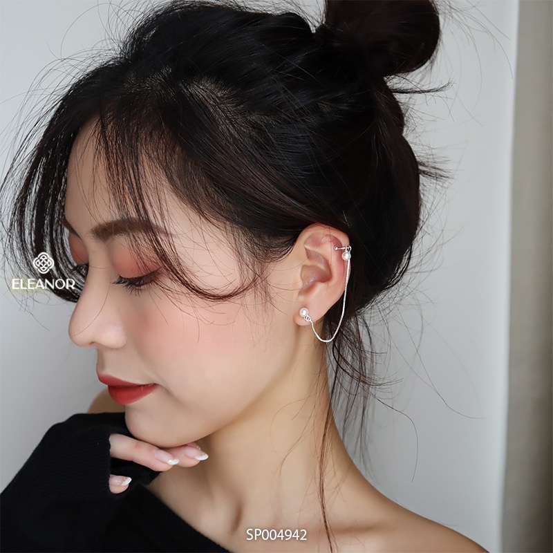 Bông tai nữ Eleanor Accessories gắn vành ngọc trai nhân tạo phụ kiên trang sức cá tính (1 chiếc)