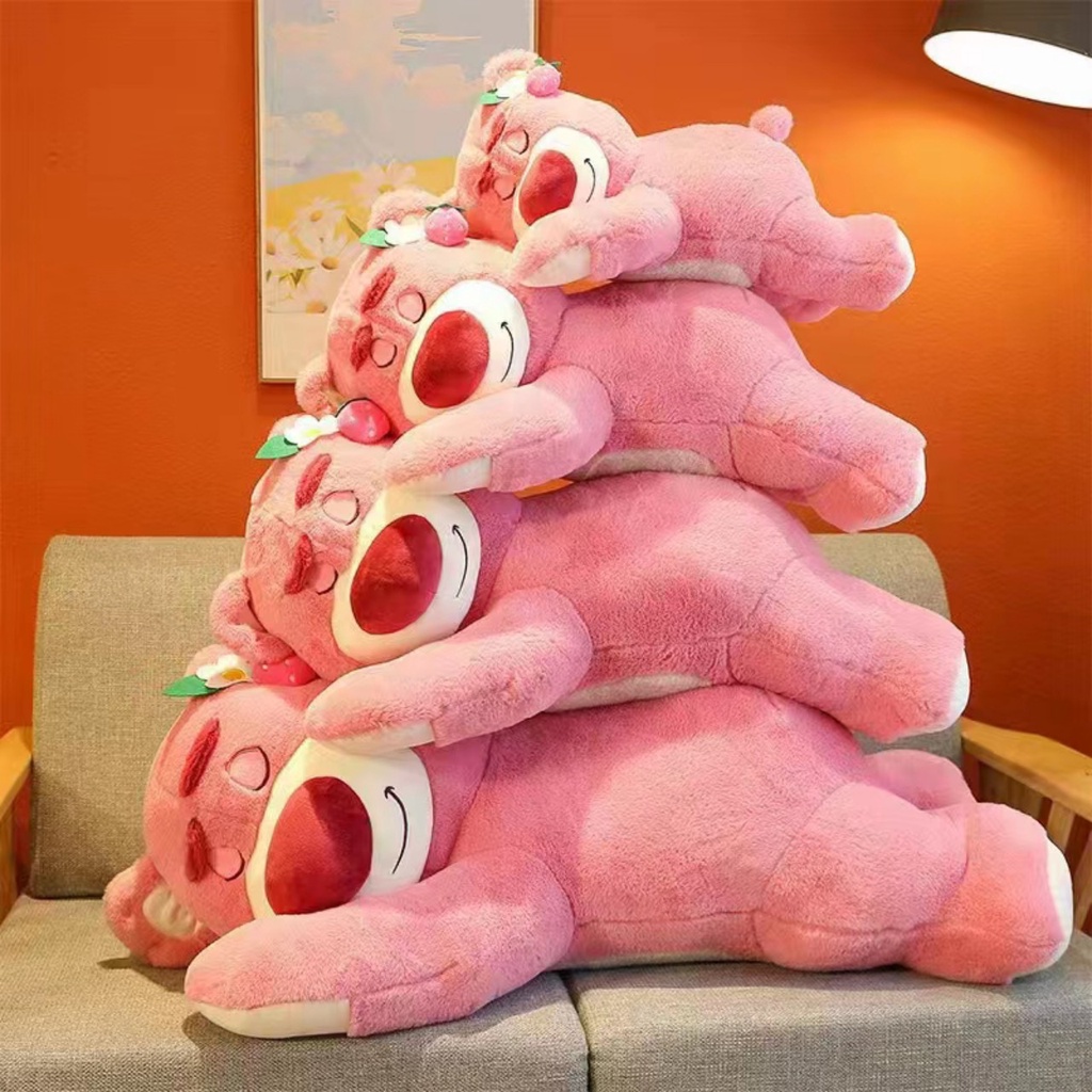 Gấu Bông Lotso Huggin Bear Lông Xù Tai Dâu, Gấu Dâu Gối Ôm Khủng Lồ, Gấu Dâu Có Mùi Thơm, Gấu Dâu Nằm Ngủ Cacấp