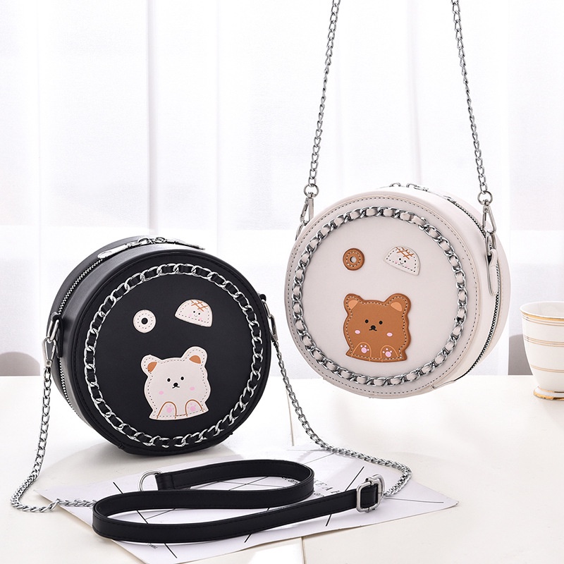 Túi đeo chéo IELGY hình tròn nhỏ xinh phong cách Hàn Quốc thời trang cho nữ