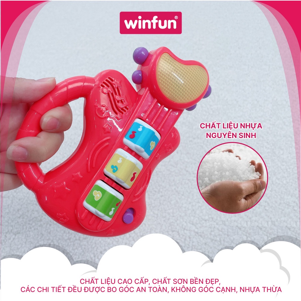 Đồ chơi âm nhạc đàn guitar ghi ta cầm tay mini có đèn nhạc cho bé Winfun 0641  - cho bé từ 6 tới 24 tháng