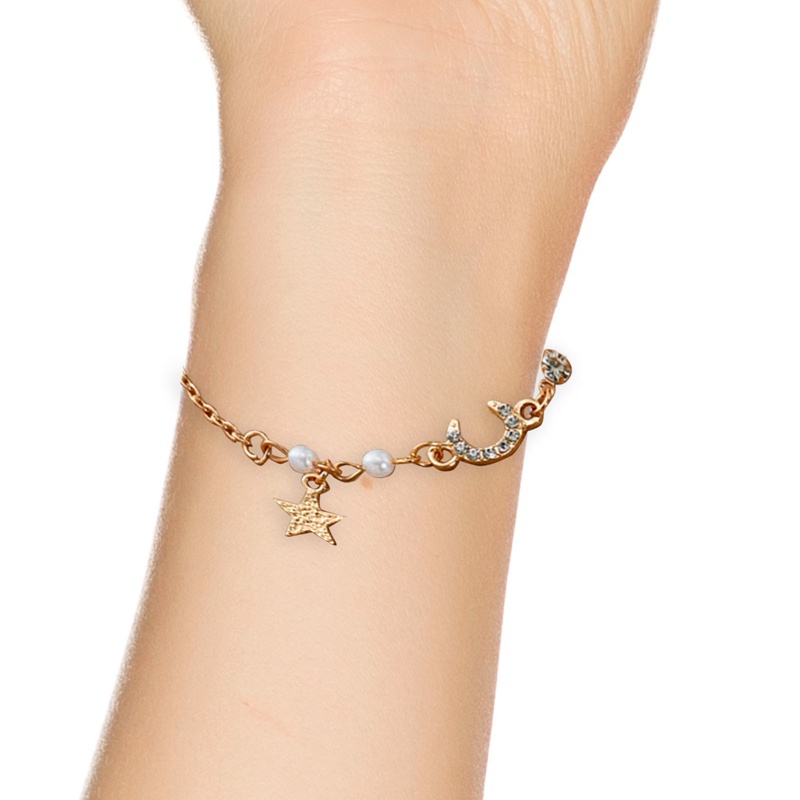 Ygt Vòng Tay Chuỗi Hạt Ngọc Trai Đính Đá Zircon Mặt Trăng Ngôi Sao Lấp Lánh Thanh Lịch Dễ Thương Phong Cách Hàn