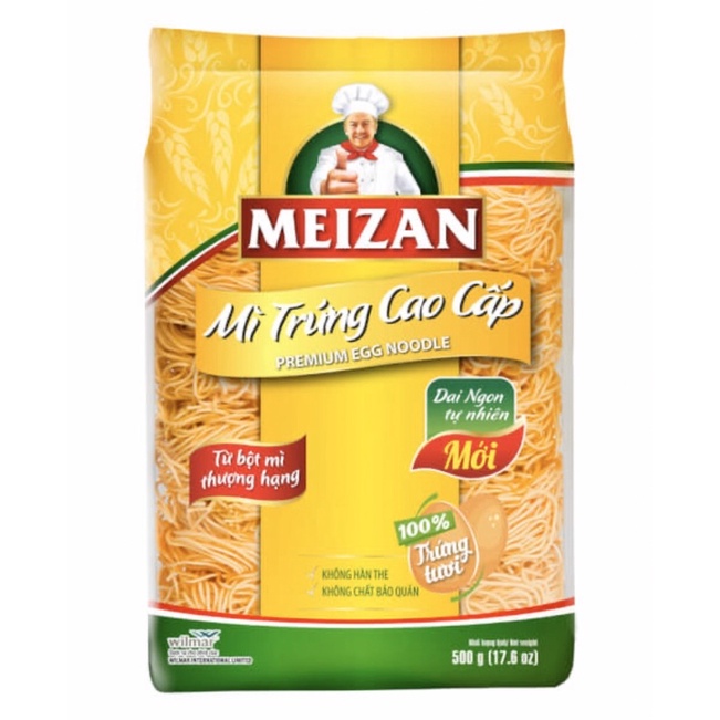 MÌ TRỨNG MEIZAN CAO CẤP 500G (Tặng Bột Chiên Giòn 150G Meizan khi mua 2 Mì)