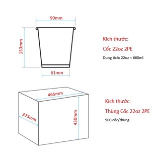 Cốc giấy Vietcup 22oz 2PE- 660ml ( 100 cốc)