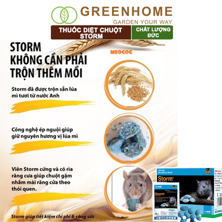 Thuốc diệt chuột Greenhome, storm, sinh học, hiệu quả, an toàn với người, vật nuôi