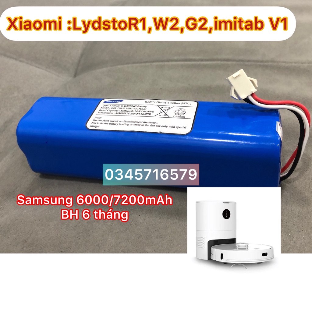 Pin Samsung 6400mAh/7000mah (BH 6 tháng) Nâng cấp cho Robot hút bụi Xiaomi Lydsto R1,W2,G2,Omitab V1