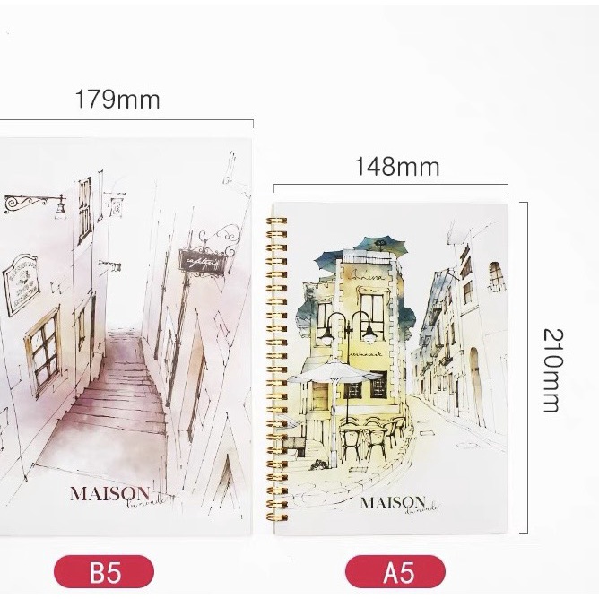 Sổ Tay Khổ A5 Xoắn Gáy DeLi 120 Trang Màu Ngẫu Nhiên Dài 210mm Rộng 148mm