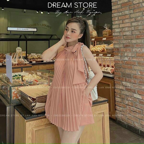 [11.11 Sale Freeship] Set bộ dập ly áo cổ yếm thắt nơ mix quần short,set bộ đi chơi dạo phố thời trang nữ mùa hè mtb