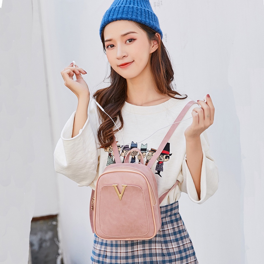 Balo Mini Da Trơn V BL22 Hồng