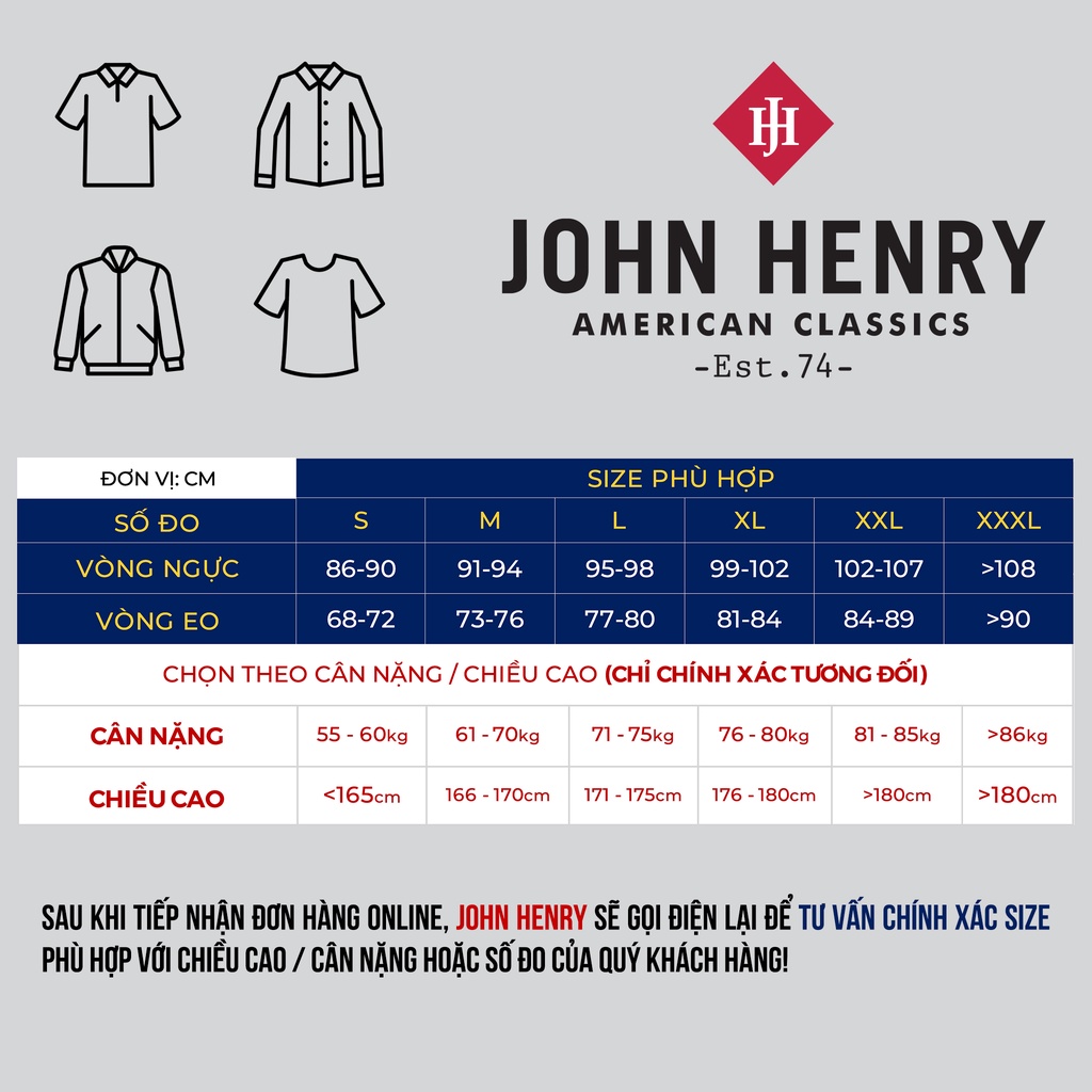 Áo Thun basic John Henry , chuẩn form, sang trọng, thanh lịch John Henry - TS22FH20P-RGUS