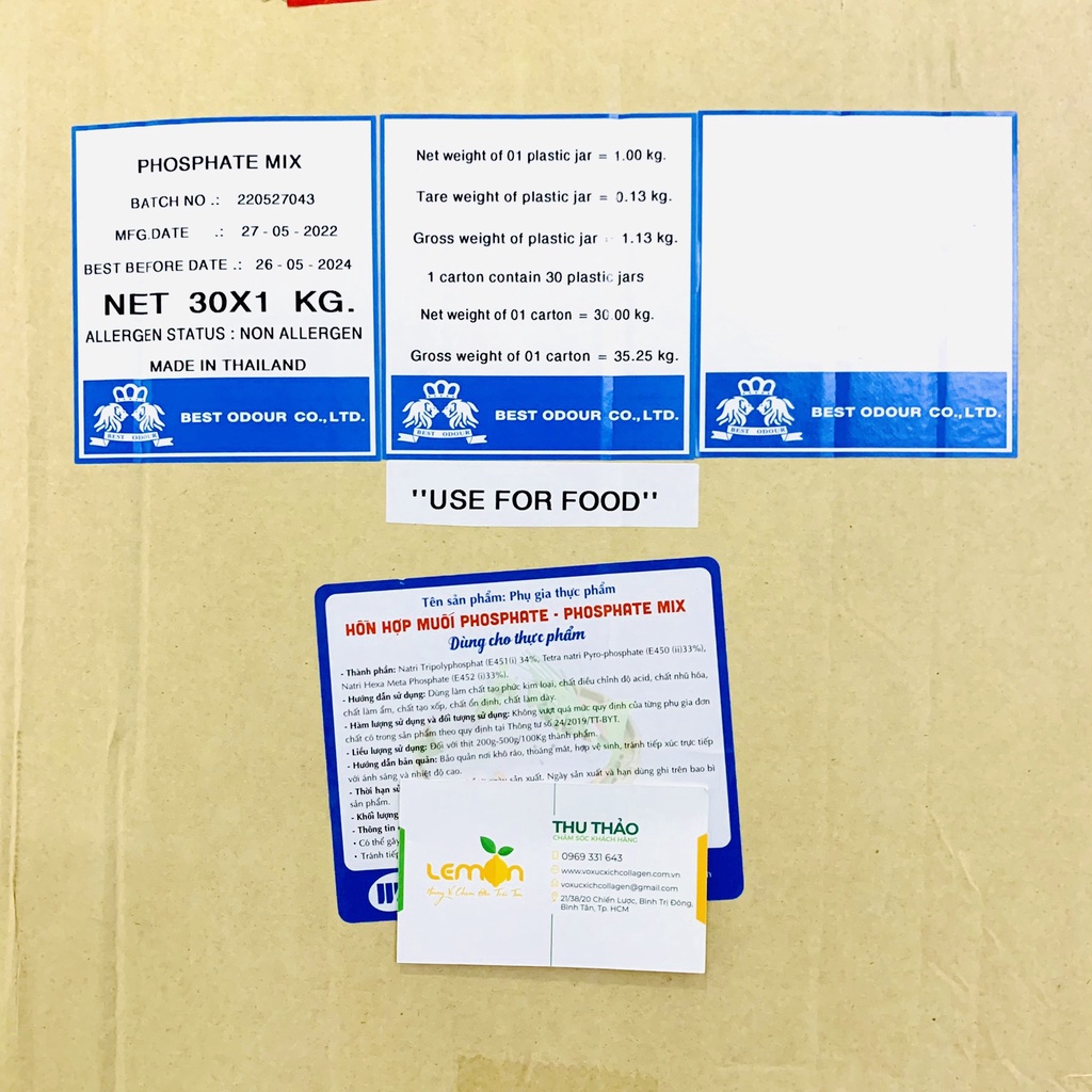 1Kg Phụ gia giòn dai Phosphate Mix Thái Lan nắp xanh chuyên dùng cho giò chả