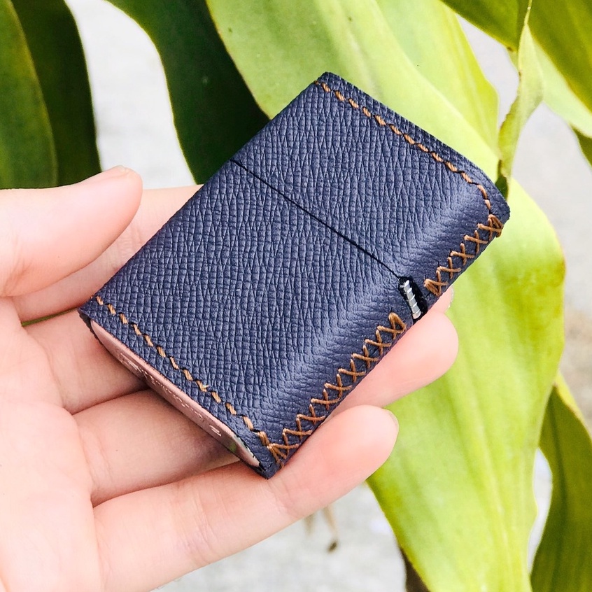 Bao bật lửa zippo da thật handmade, khâu thủ công, làm theo yêu cầu, nhiều màu, nhiều mẫu, hở đáy