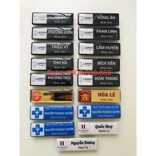 Bảng tên nhân viên nam châm cài áo chất liệu inox - keo thủy tinh trong suốt- Hình thật - BCA