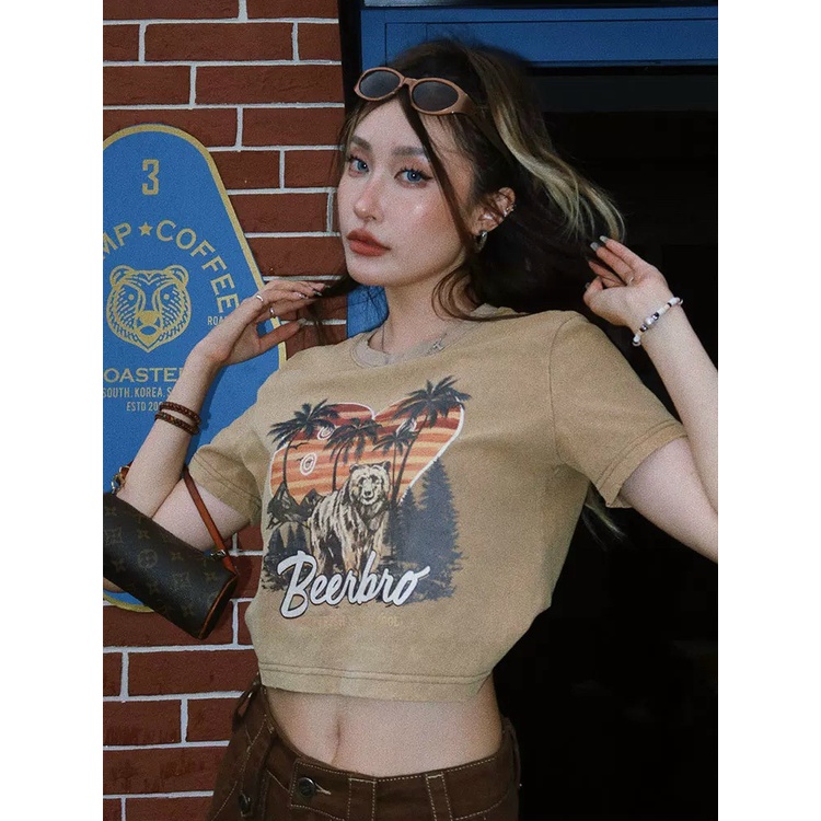 Áo thun croptop in hình Cây Dừa