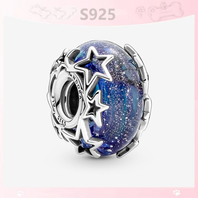 Bông Tai Mạ Bạc 925 Hình Ngôi Sao Xanh Dương & Murano Thời Trang Thanh Lịch
