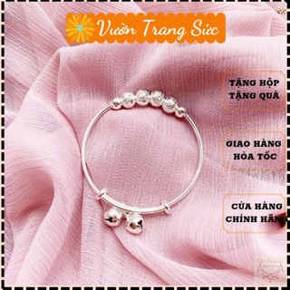Lắc tay nữ bạc S925, Vòng tay nữ bạc ý charm dải bi dễ thương, xinh xắn Vườn Trang Sức