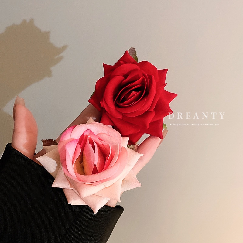 Kẹp Tóc Hình Hoa Hồng Phong Cách Hàn Quốc Ngọt Ngào Sang Trọng