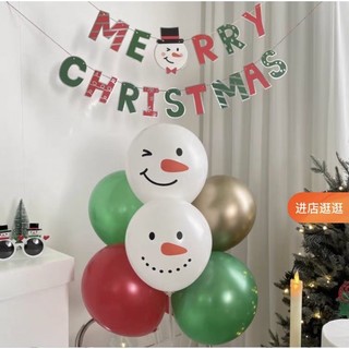 Dây cờ treo chữ Merry Christmas trang trí Noel + set trụ bóng noel xinh xắn