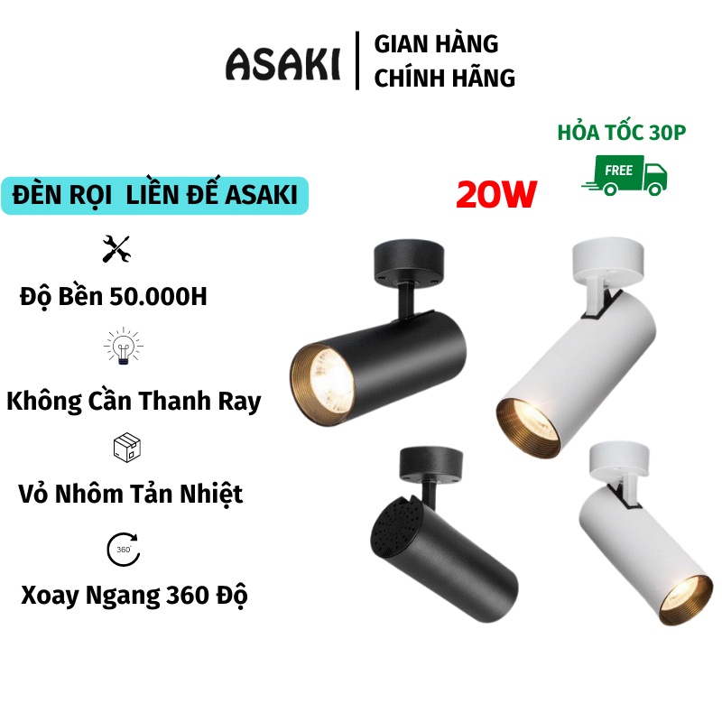 [Mã BMLT35 giảm đến 35K] Đèn Rọi Tranh ASAKI Kèm Đế Ngồi Lắp Sẵn Không Cần Thanh Ray Gắn Tường Trang Trí Shop Siêu Sáng