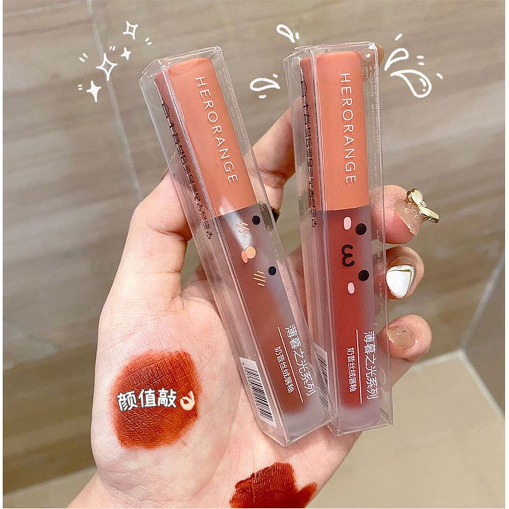 Son Kem Lì Herorange Thiết Kế Vỏ Dễ Thương Trong Suốt