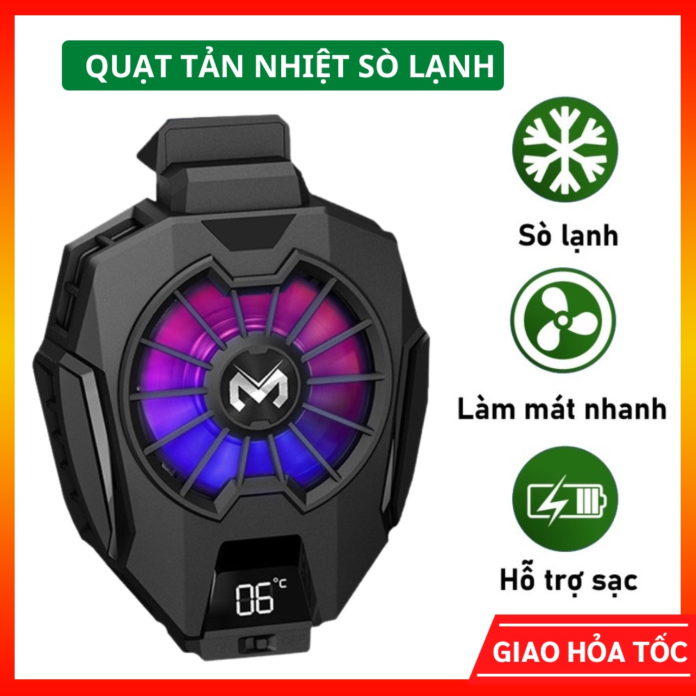 Quạt tản nhiệt điện thoại MEMO DL05 - Siêu lạnh, hiển thị nhiệt độ, LED RGB, Kẹp thu vào 2 chiều - L