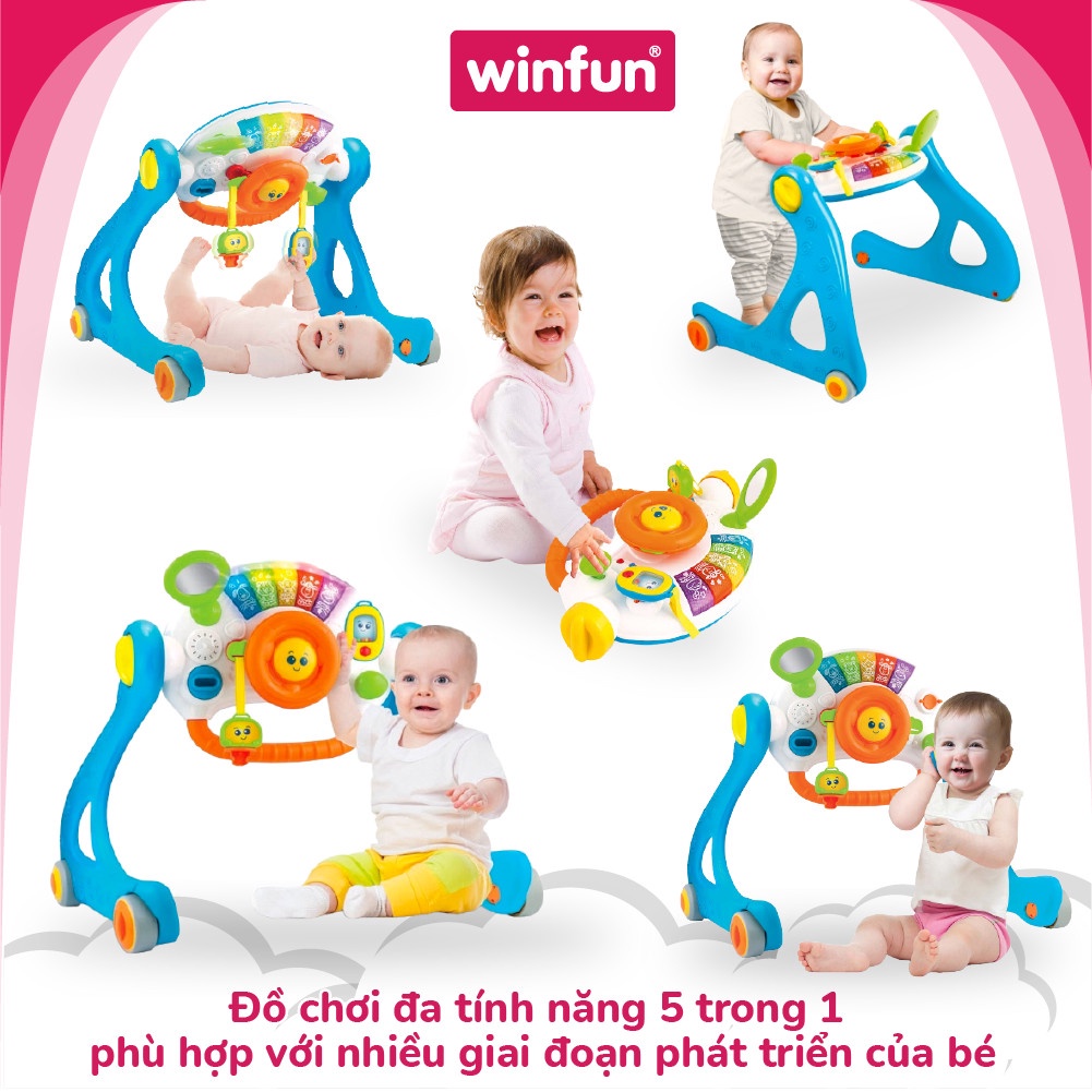 Kệ chữ A kết hợp xe tập đi, bàn tập đứng cho bé có nhạc Winfun 0846 đồ chơi cho bé sơ sinh tới 3 tuổi