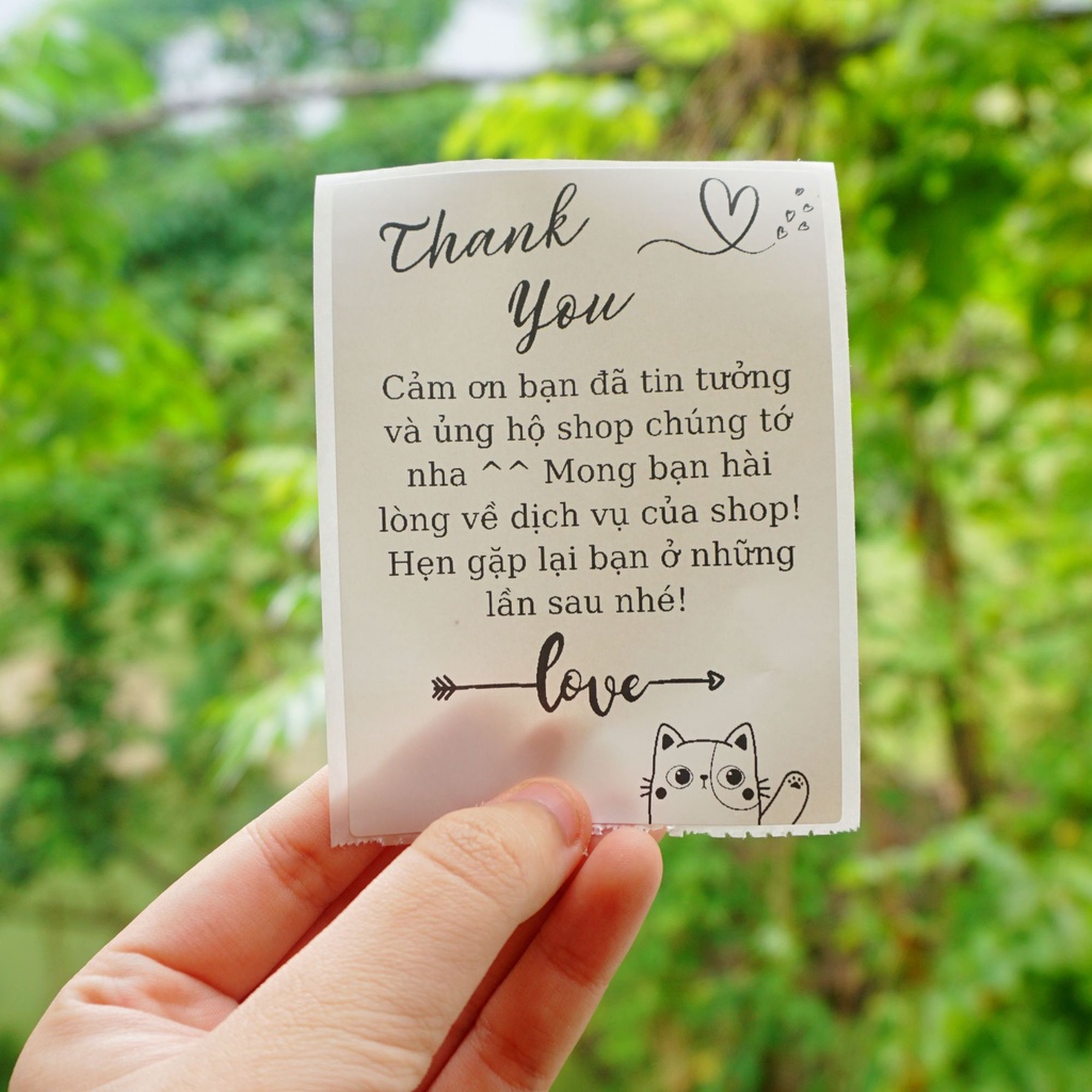 Tem dán cảm ơn thông tin đơn hàng có sẵn keo dán hộp túi niêm phong