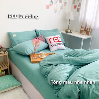 Bộ chăn ga gối REE Bedding CTC12 Cotton TC màu xanh mint giường 1m2, 1m4, 1m6, 1m8, 2m