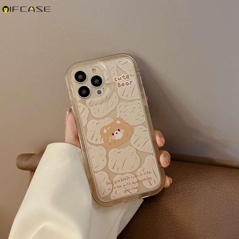 Ốp Điện Thoại Mềm Trong Suốt Chống Sốc Họa Tiết Gấu Dễ Thương Cho iPhone 14 Plus 14 13 12 11 Pro Max