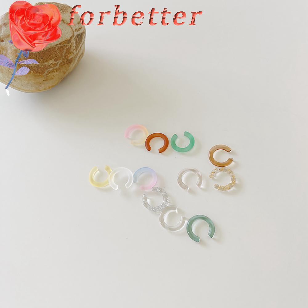 Bộ khuyên kẹp vành tai bằng nhựa resin trong suốt màu kẹo phong cách Harajuku Hàn Quốc dễ thương cho nữ