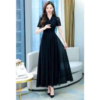 ĐẦM MAXI XÒE PHỐI REN 2076